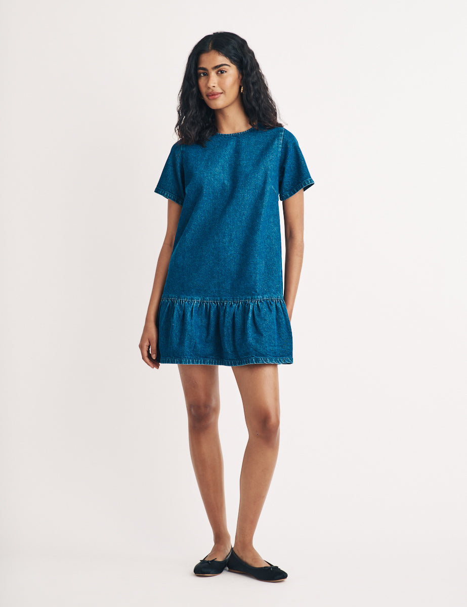 Mid Wash Denim Nancy Mini Dress