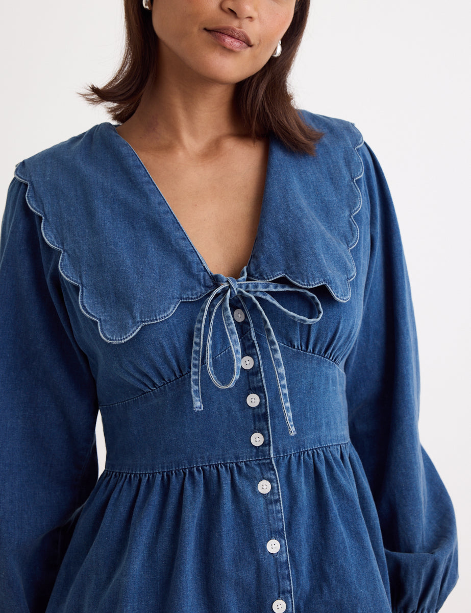 Denim Long Sleeve Birdie Mini Dress