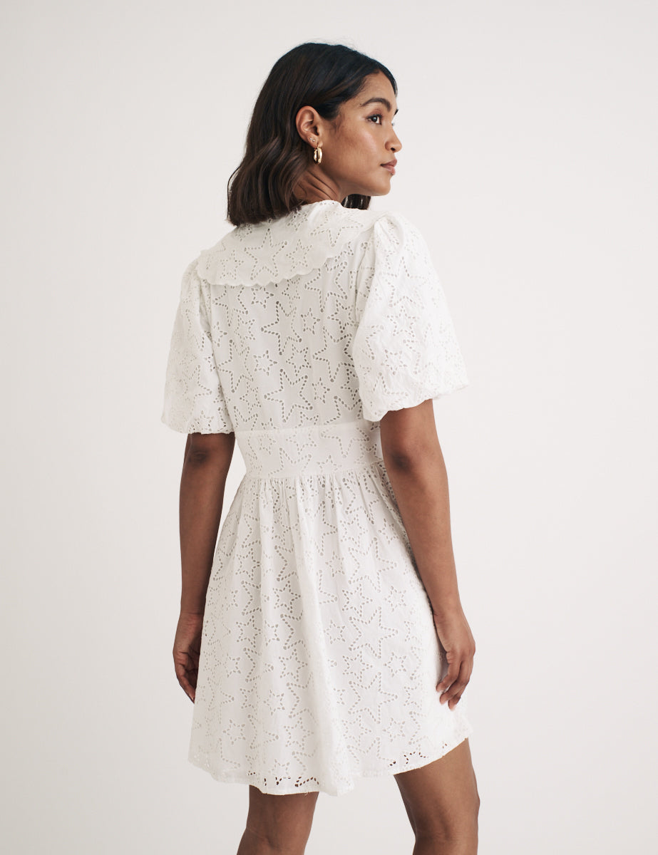 White Broderie Birdie Mini Dress