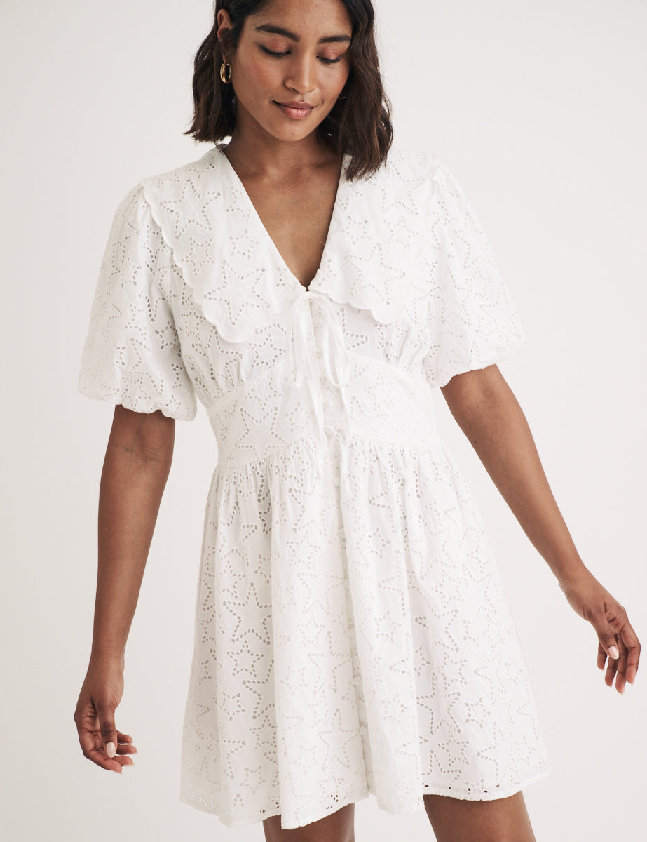 White Broderie Birdie Mini Dress