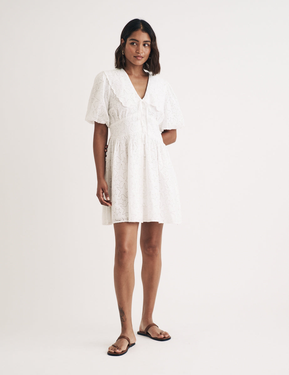 White Broderie Birdie Mini Dress