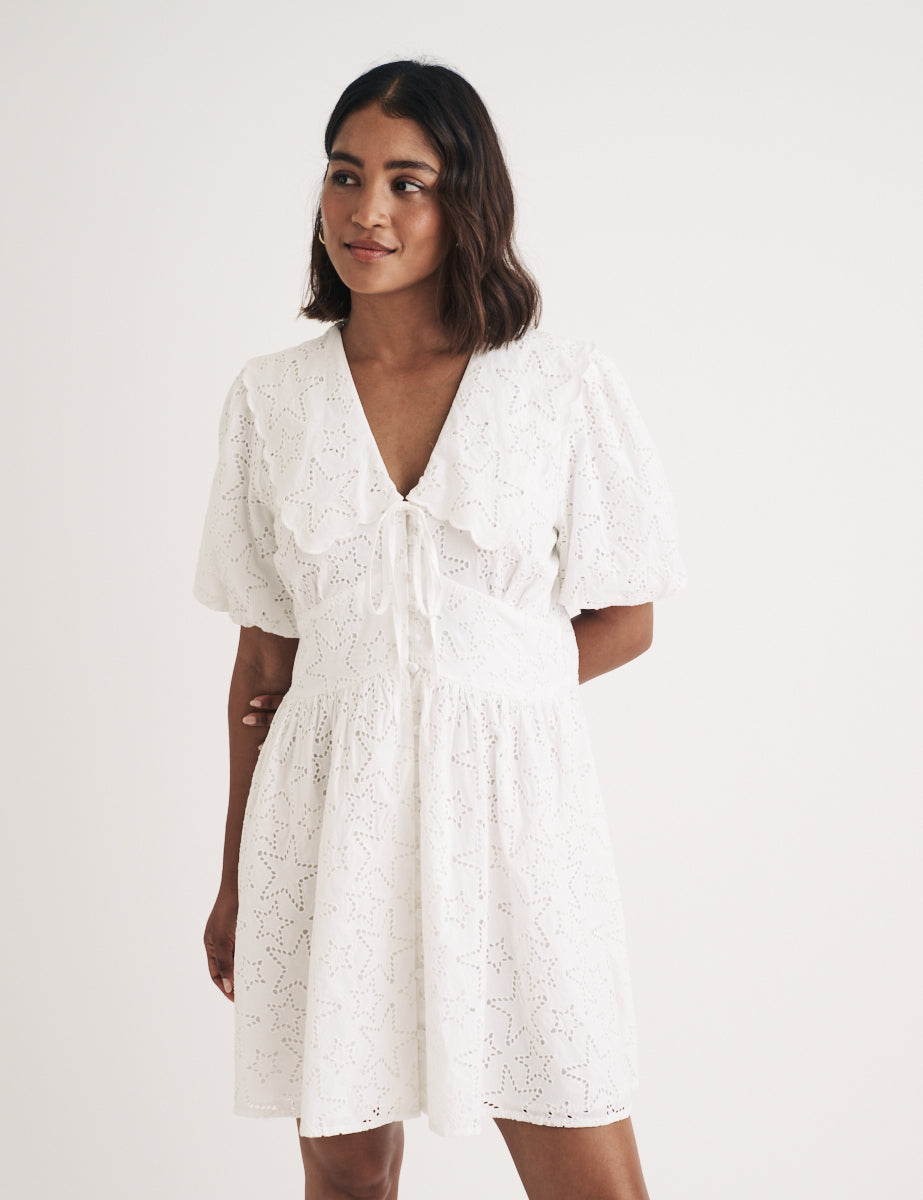 White Broderie Birdie Mini Dress