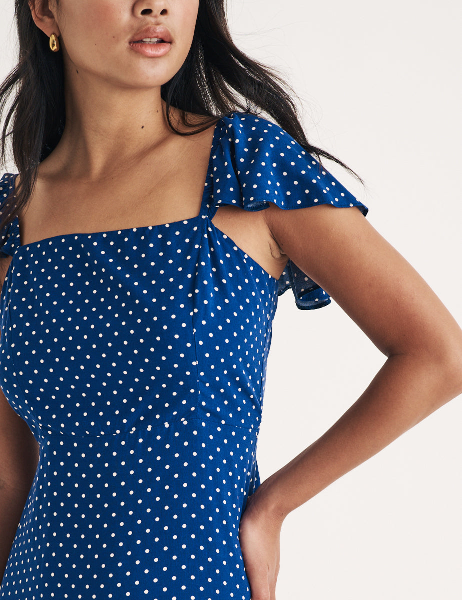 Blue Polka Dot Elsie Mini Dress