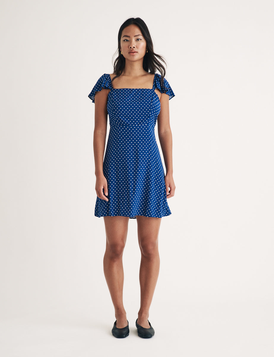 Blue Polka Dot Elsie Mini Dress