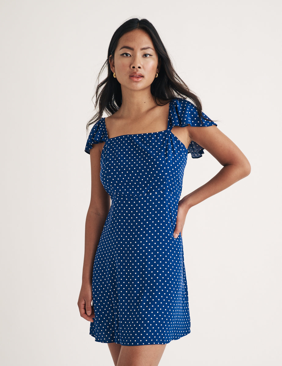 Blue Polka Dot Elsie Mini Dress