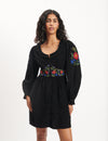 Black Floral Embroidered Cord Flossie Mini Dress