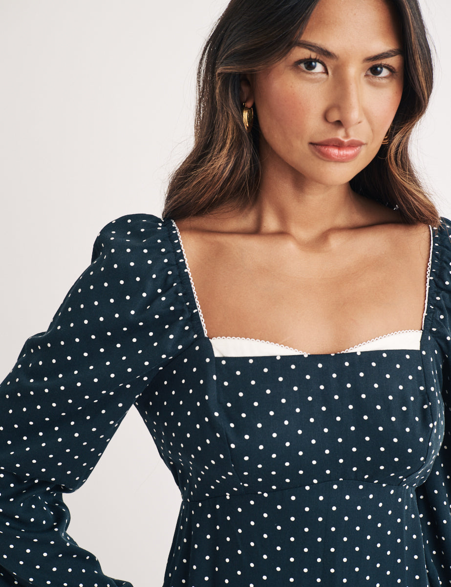 Black Polka Dot Aurdrey Midi Dress