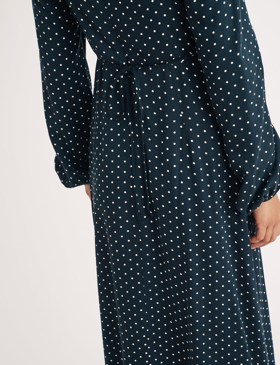 Black Polka Dot Aurdrey Midi Dress