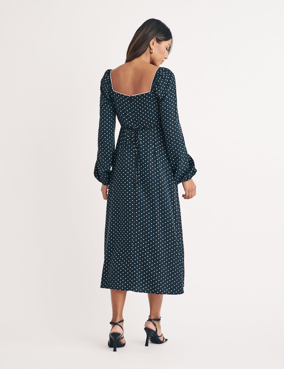 Black Polka Dot Aurdrey Midi Dress