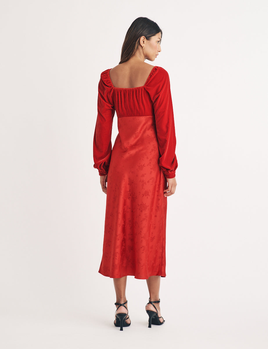 Red Velvet Vicky Midi Dress