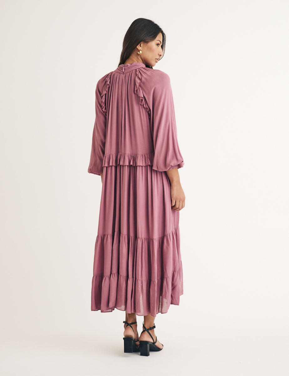 Purple Ruffle Bohana Midi Dress