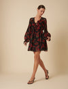 Black Floral Aries Mini Dress