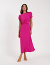 Pink Shirred Naomi Midi Dress