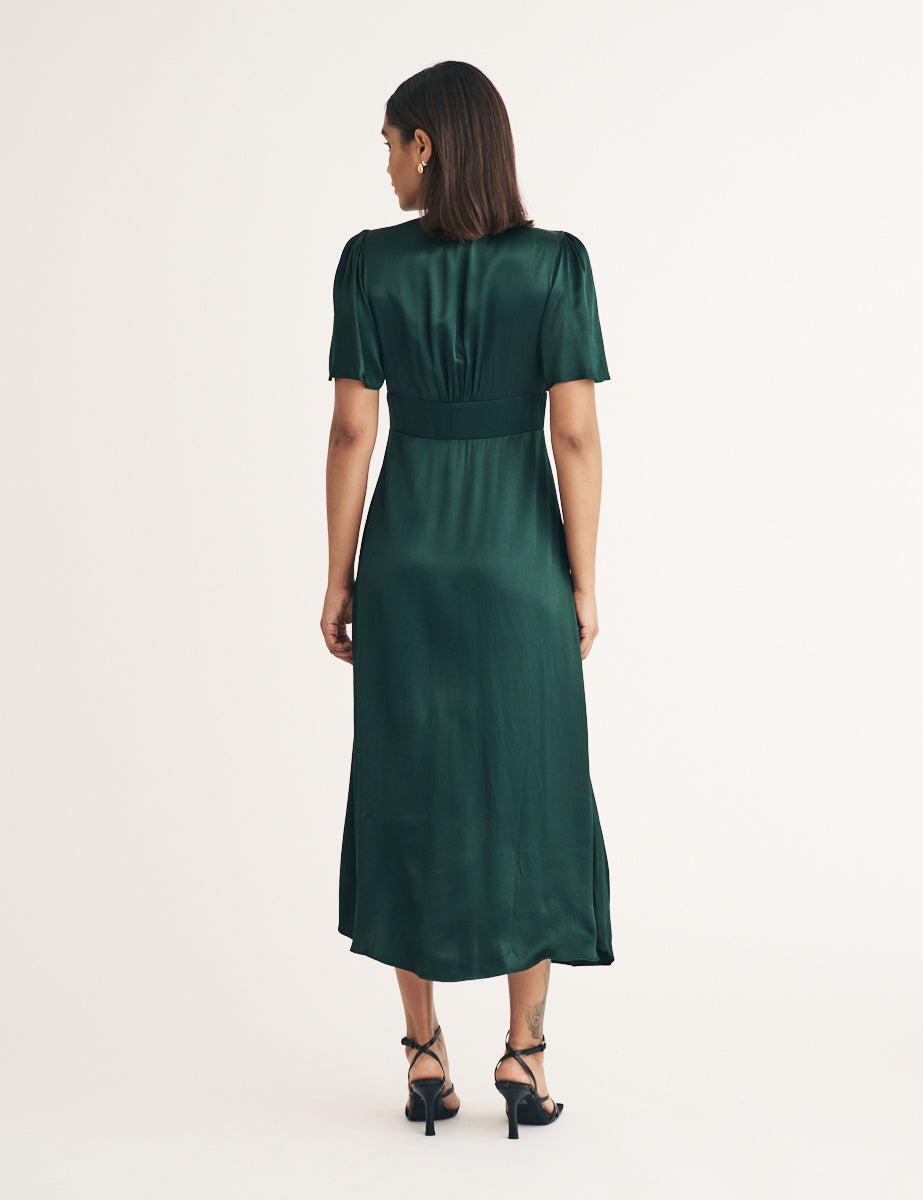 Dark Green Bridesmaid Erin Midi Dress