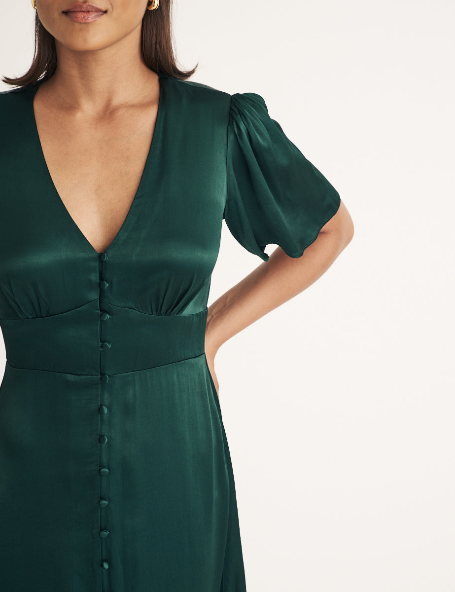 Dark Green Bridesmaid Erin Midi Dress