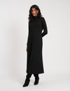 Petite Black Knitted A-line Midi Dress