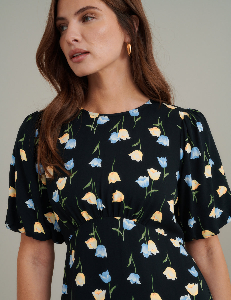 Black Floral Benita Mini Dress