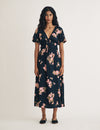 Black Floral Cory Midi Dress