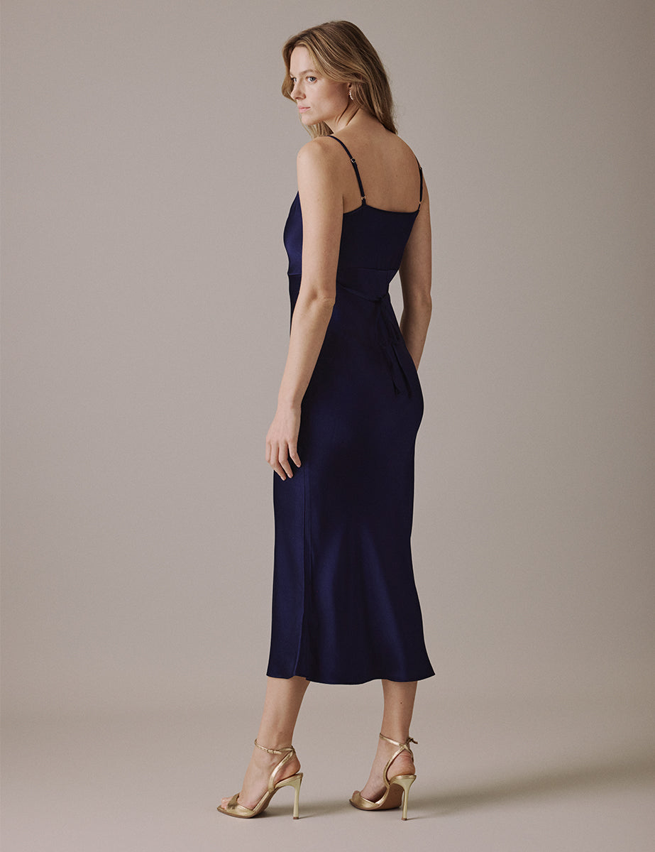 Navy Cowl Neck Midaxi Trixie Bridesmaids Dress