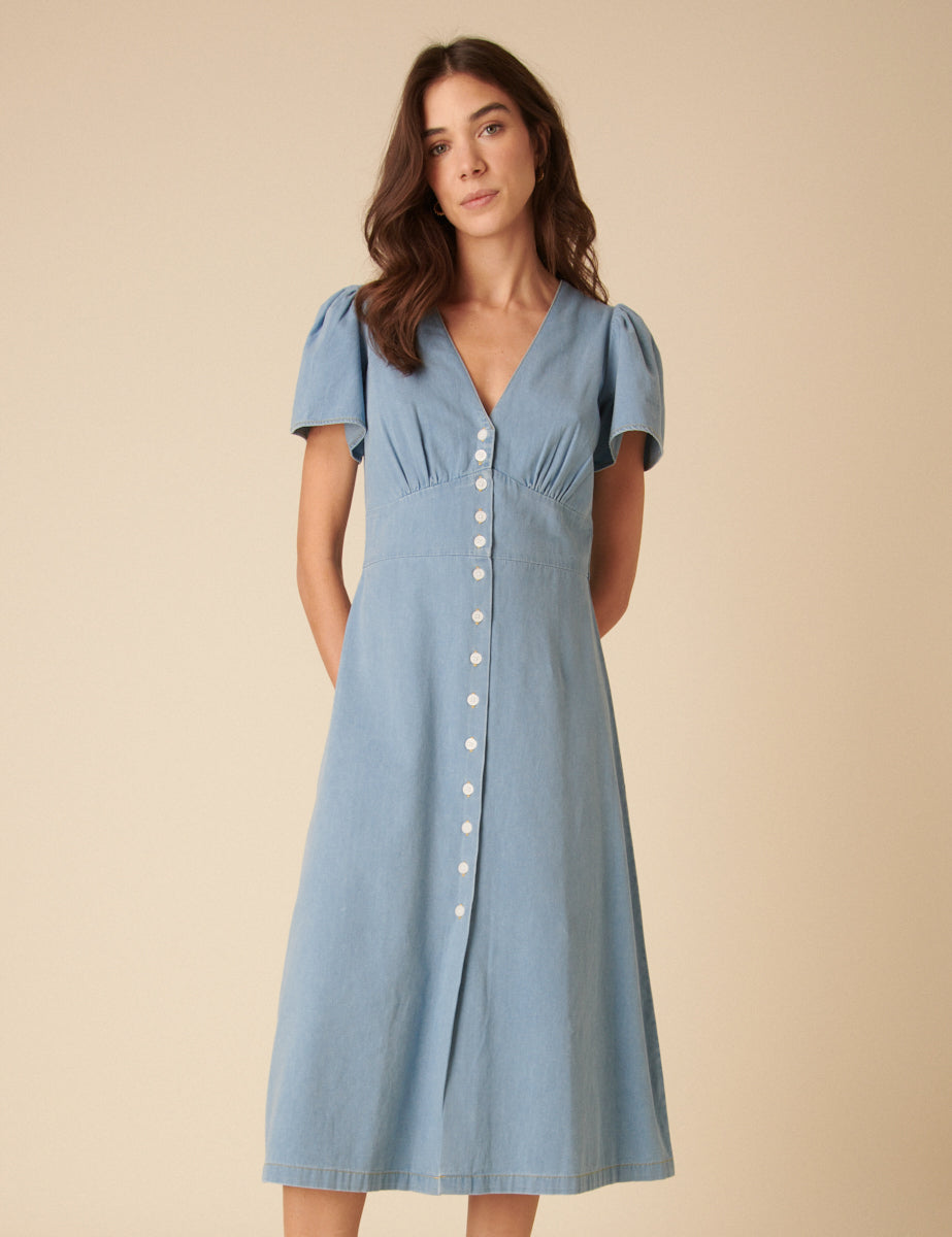 Light Blue Denim Rosie Midi Dress