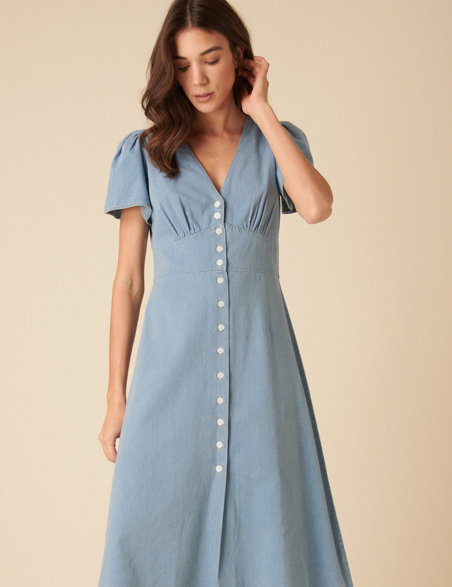 Light Blue Denim Rosie Midi Dress