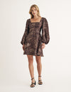 Leopard Print Balloon Sleeve Loredana Mini Dress