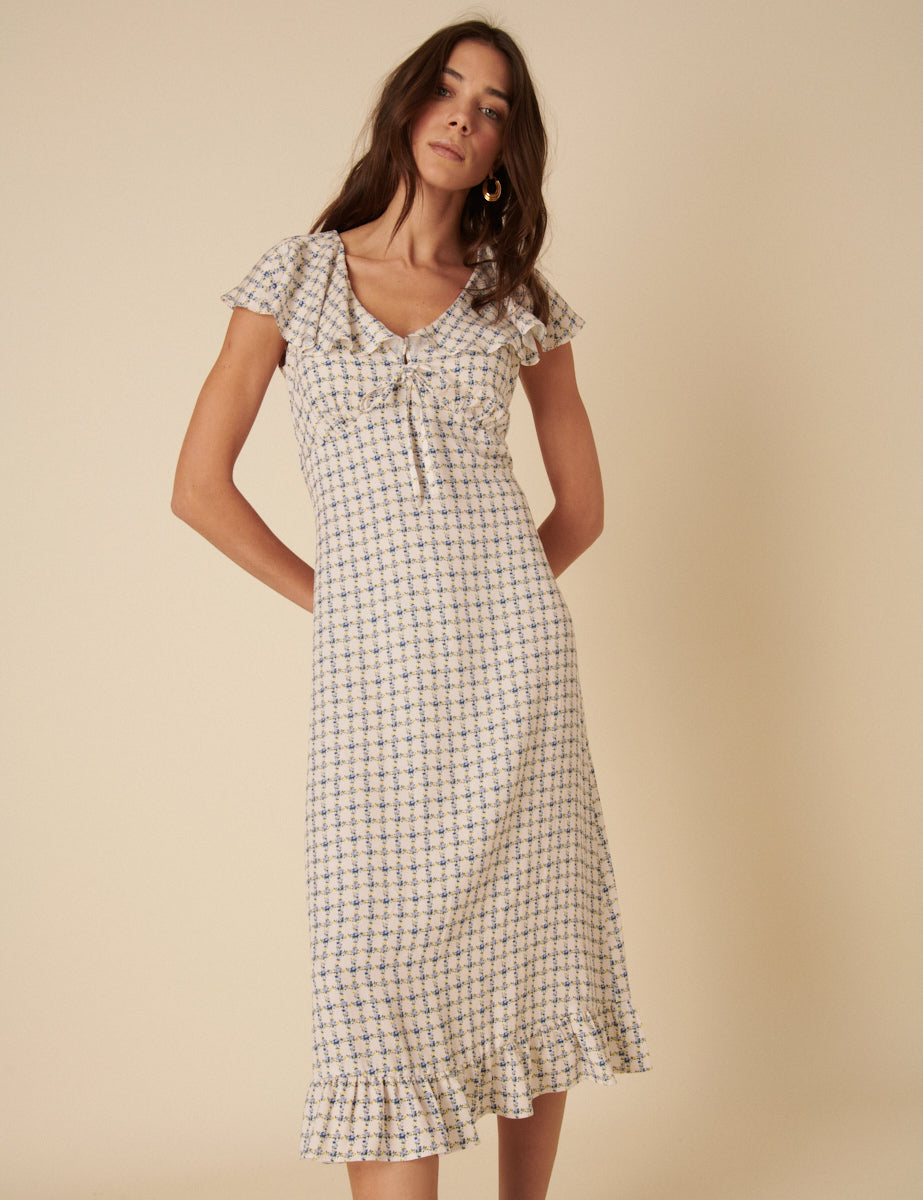 Floral Check Elouise Midi Dress