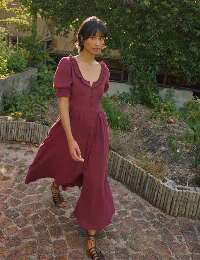 Burgundy Flossie Midi Dress