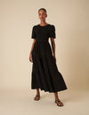 Black Tiered Charlie Puff Sleeve Midi Dress