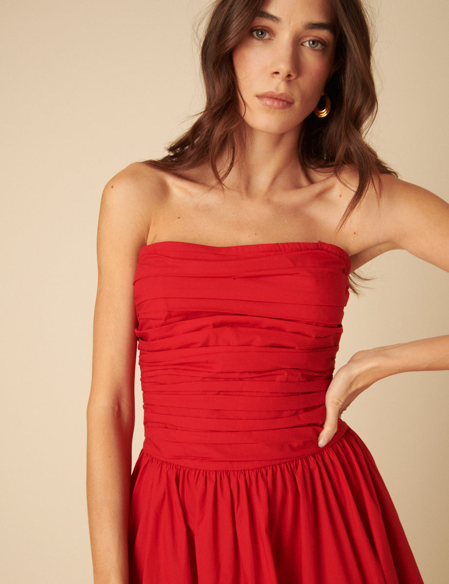 Red Bandeau Felicity Midi Dress