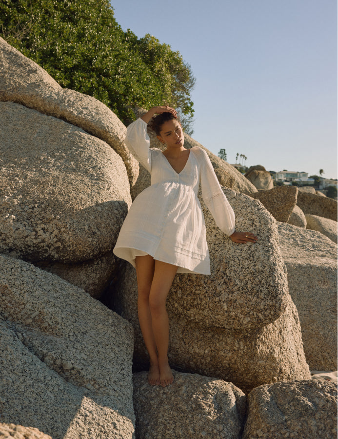 White Long Sleeve Shanice Mini Dress