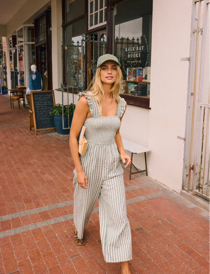 Green Stripe Full Length Maya Jumpsuit