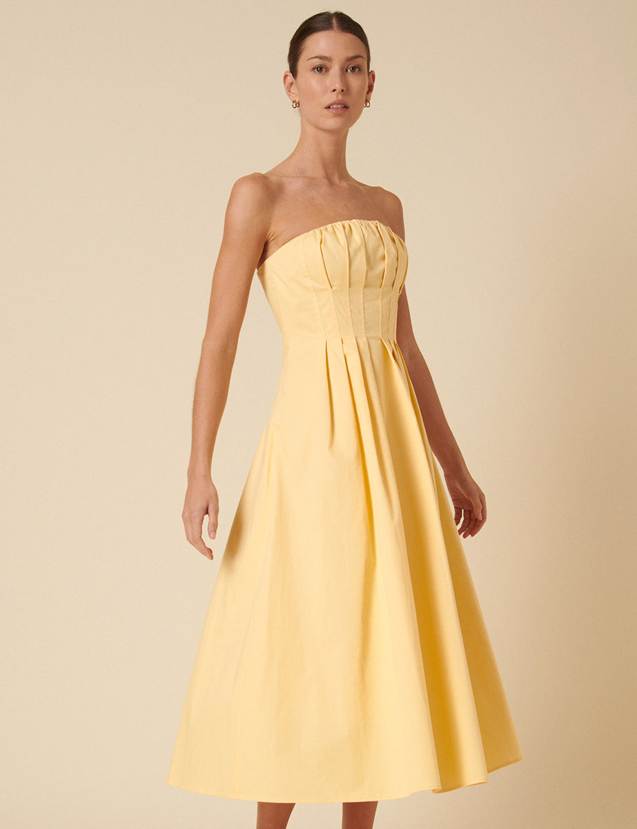 Butter Yellow Bandeau Emmett Midi Dress