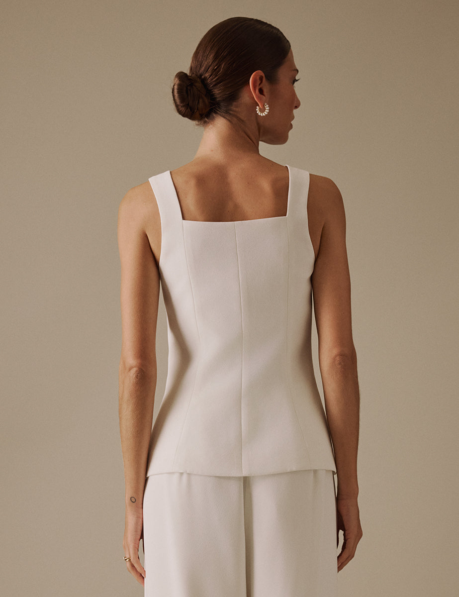 White Square Neck Jaia Bridal Waistcoat