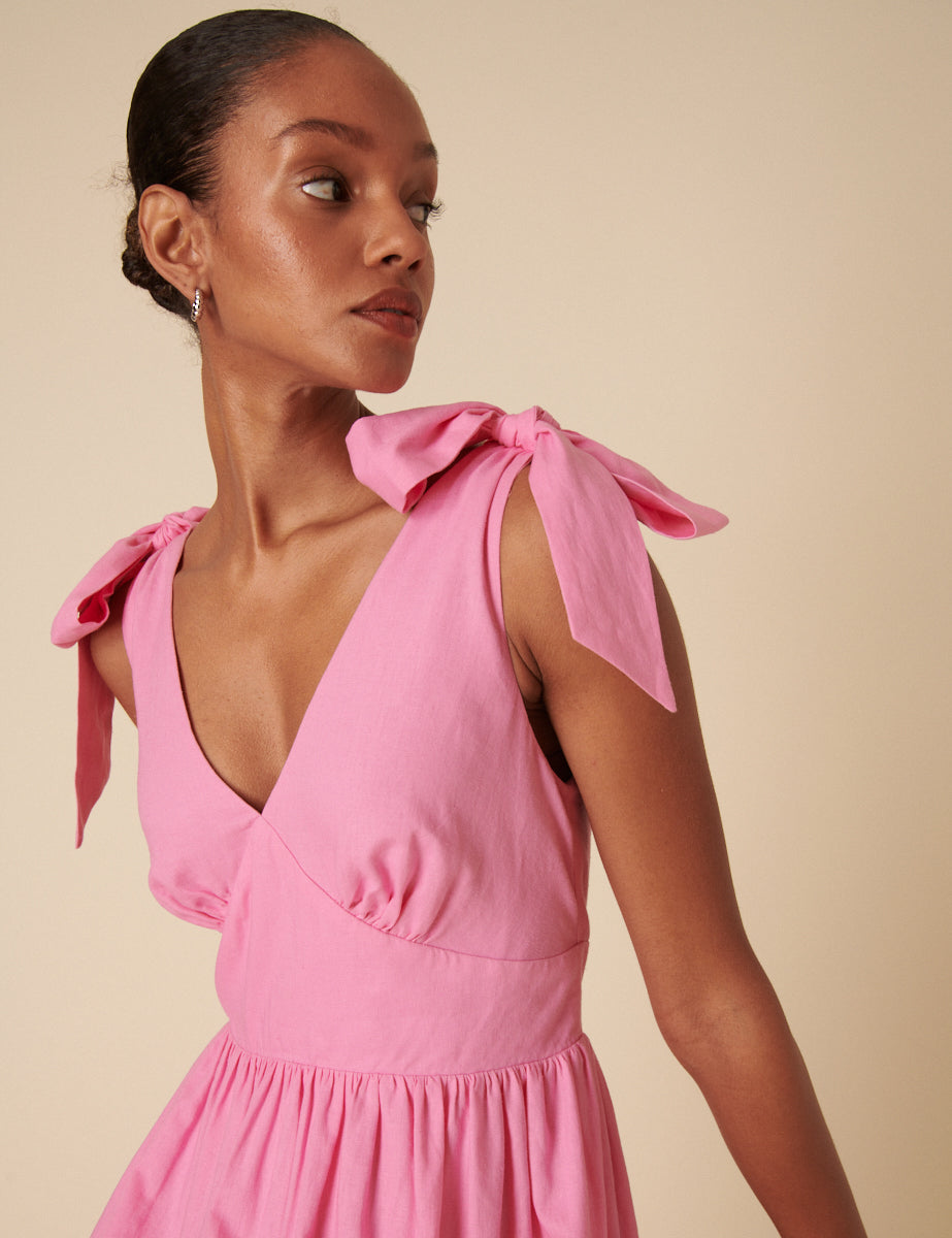 Pink Tiered Coen Midi Dress