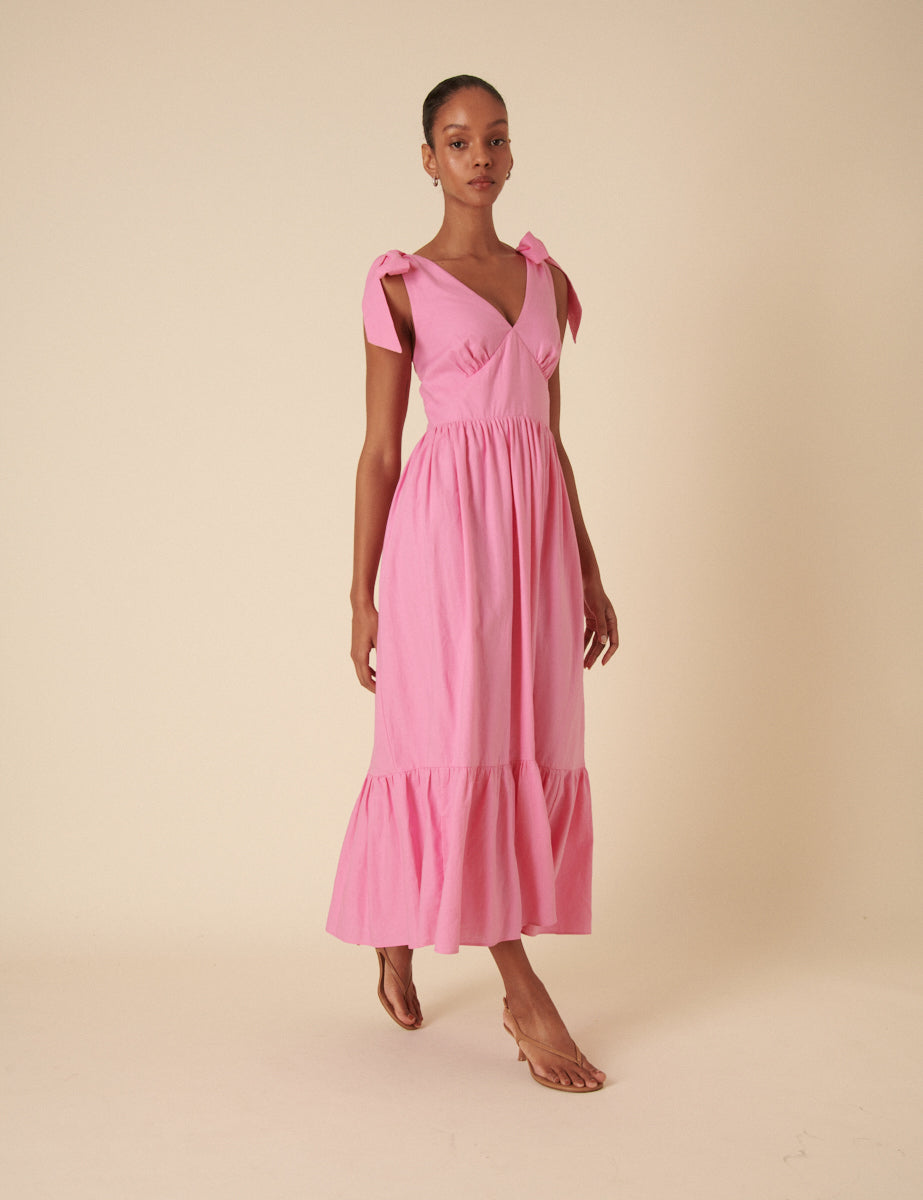 Pink Tiered Coen Midi Dress