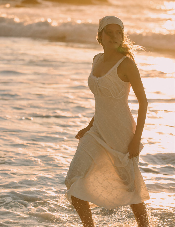 White Floral Embroidered Melissa Midi Dress
