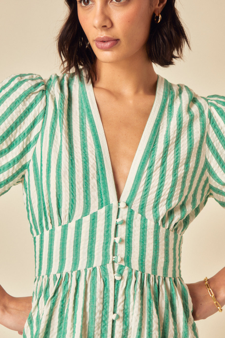 Green Striped Starlight Mini Dress