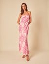 Pink Floral Bandeau Ruby Maxi Dress