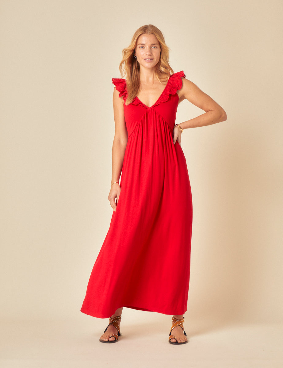 Red Jojo Sweetheat Maxi Dress