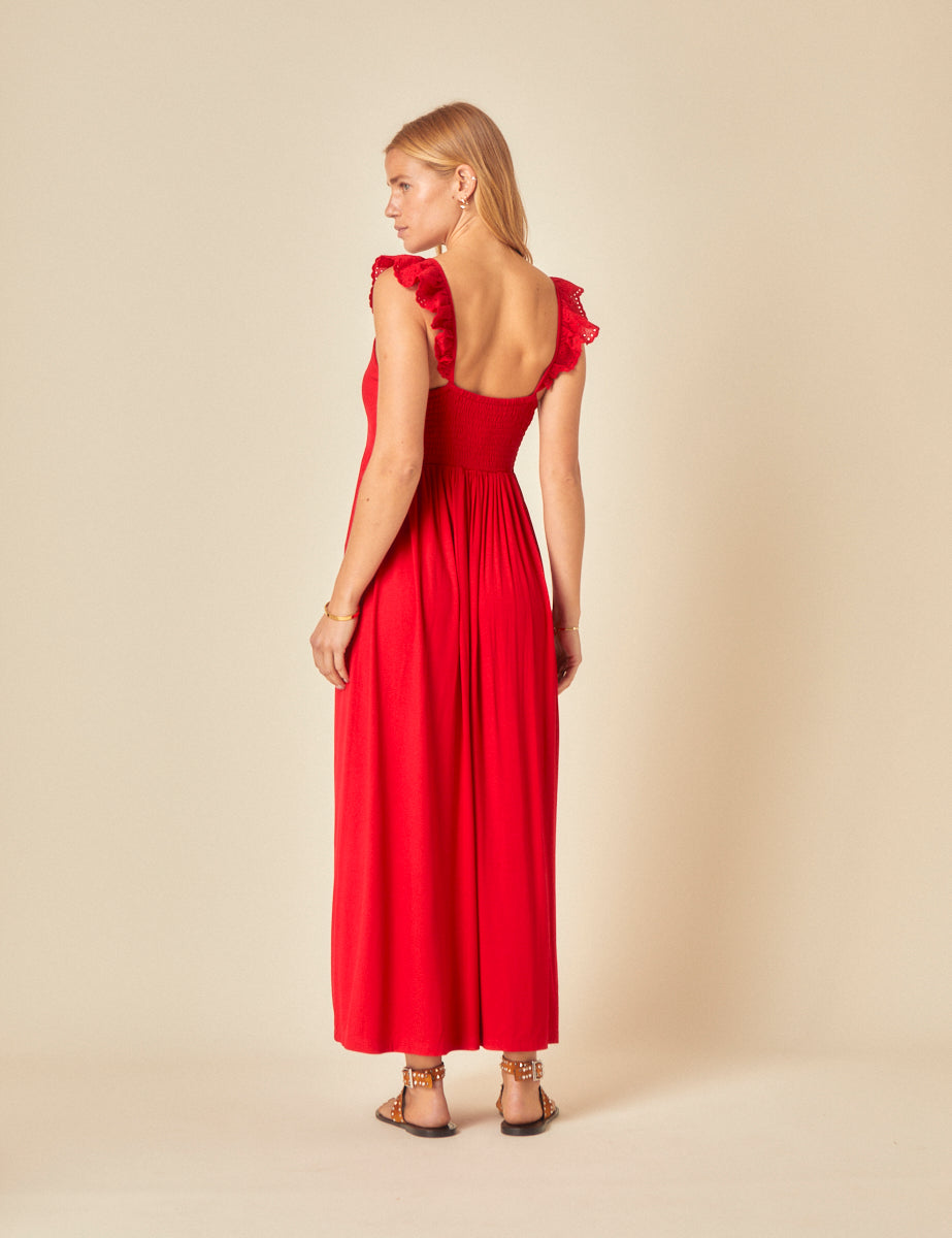 Red Jojo Sweetheat Maxi Dress