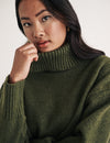 Khaki Green Knitted Roll Neck Jumper