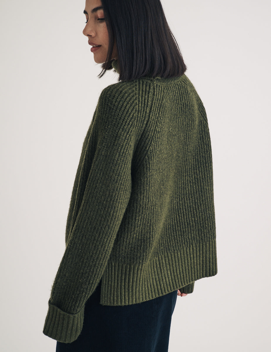 Khaki ribbed jumper hotsell