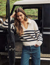 Cream Open Collar Chunky Striped Jumper