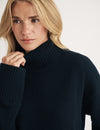 Black Oversized Roll Neck Wool Knitted Jumper