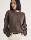 Brown Crew Neck Wool Knitted Jumper