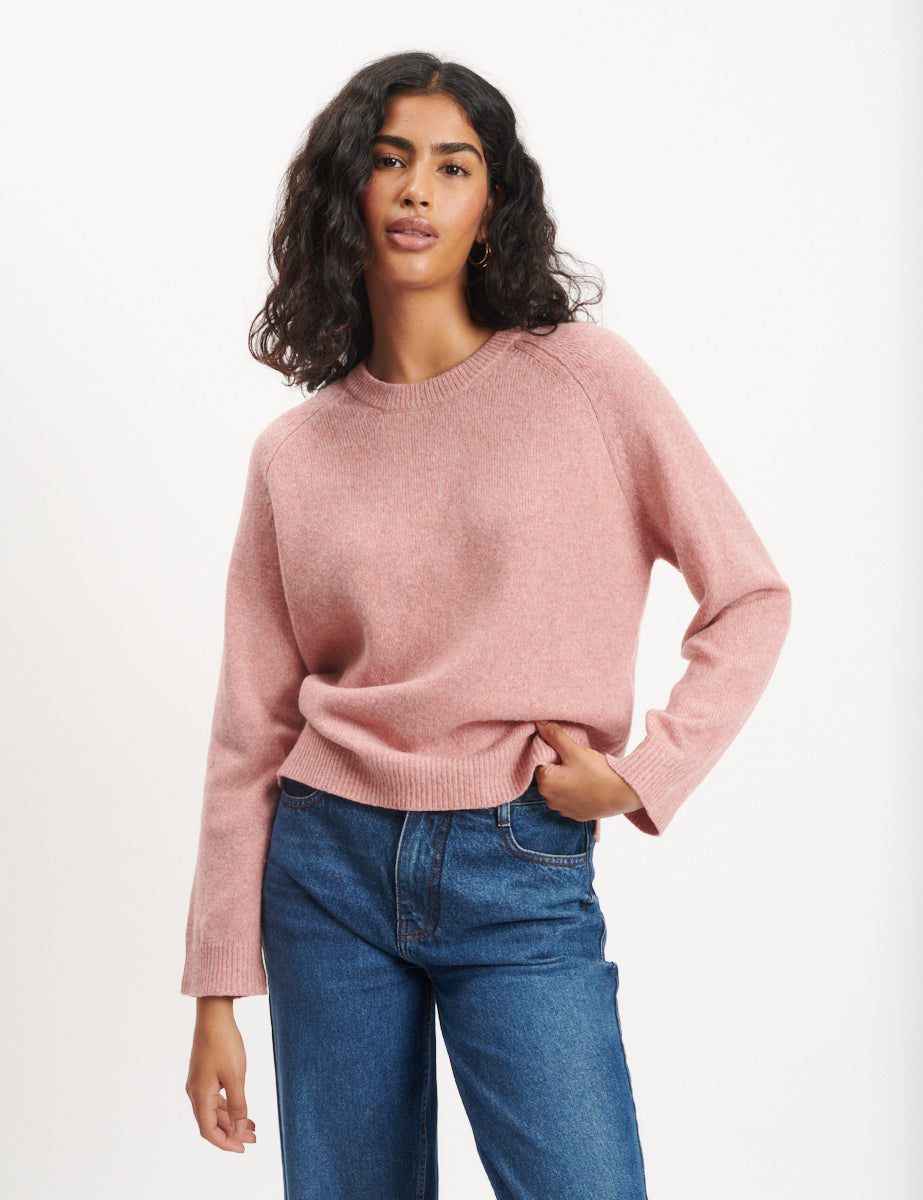 Pink Crew Neck Knitted Jumper