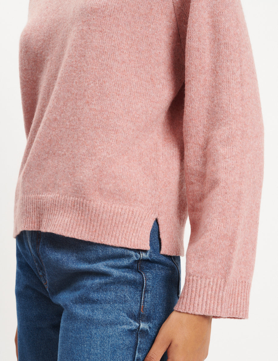 Pink Crew Neck Knitted Jumper