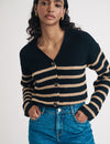 Black Striped Knitted Cardigan