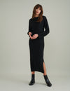 Black Crew Neck Knitted Midi Jumper Dress